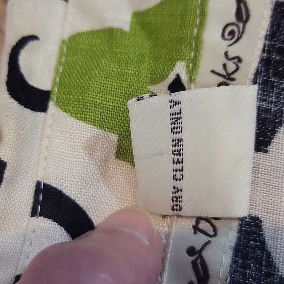 DAVID BROOKS Black Green Beige Linen Artsy V-Neck 3/4 Sleeve Blouse - Picture 11 of 11